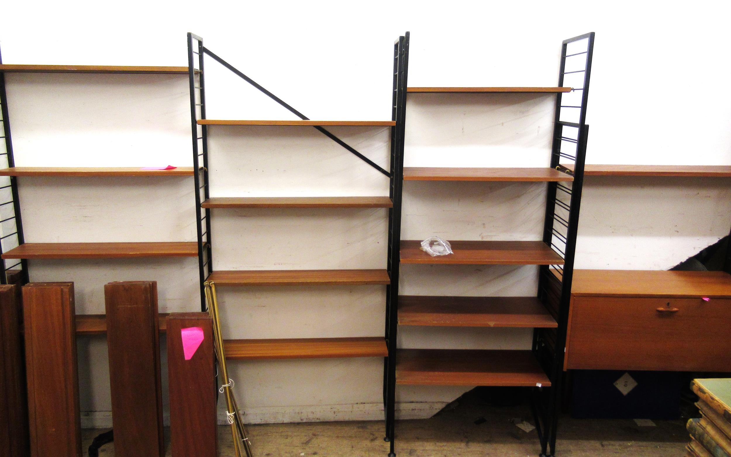 Large quantity of Ladderax modular shelving to include: bureau unit with fall front, one large and