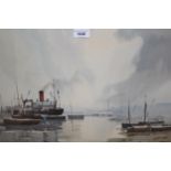 Sydney Vale, watercolour, harbour scene at low tide, 34cms x 49cms, framed