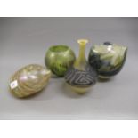 Peter Layta, contemporary studio glass sculpture, 16cms wide together with three other various items