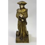 Desire Grisard, late 19th / early 20th Century gilt bronze figure of a girl wearing medieval costume