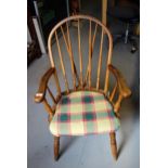 20th Century oak spindle back kitchen elbow chair