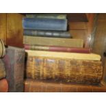 Small quantity of mainly 19th Century leather and part leather bound books, including a French bible