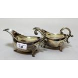 Pair of 20th Century Birmingham silver helmet shaped sauce boats, 11oz t