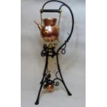 Early 20th Century Benham & Froud cast iron stand, with copper and brass kettle with burner designed