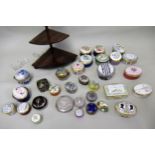 Collection of approximately thirty various trinket boxes including Halcyon Days, one silver and