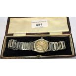 Gentleman's 1930's Rolex Oyster circular stainless steel wristwatch, with Arabic numerals and