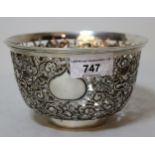 Good quality Chinese silver embossed and pierced bowl, decorated with dragons bearing marks to base,