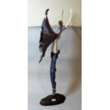 Contemporary painted metal sculpture of two dancers, 89cms high