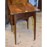 Arts & Crafts, square mahogany occasional table with pierced frieze, raised on square tapering