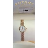 Ladies 9ct gold cased Rotary wristwatch with 9ct gold integral bracelet, 11g gross