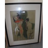 Late 20th Century pastel study of two semi nude females, signed Greg Roke, dated '95, 55cms x 40cms,