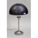 Robert Welch, 1960's mushroom form table lamp with grey Perspex shade, on polished aluminium base In