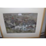 Michael Cadman, pastel, view of Coverack, Cornwall, signed and dated 1982, framed Overall size -