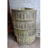 Set of four composite sandstone relief moulded garden planters, forming a circle