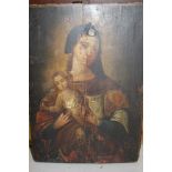 18th Century icon, Madonna and Child, 34cms x 24cms