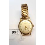 Gentleman's 9ct gold cased Rotary wristwatch, with a metal expanding bracelet strap