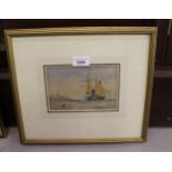 Attributed to George Chambers, small watercolour, a French steam ship off the coast of Gravesend,