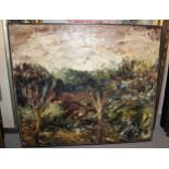 R. Van den Heede, signed oil on canvas, expressionist wooded landscape, 61cms x 70cms