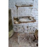 19th Century white painted wirework plant stand, (with damages)