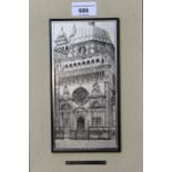Bergamo-Cappella Colleoni printed picture on silver plaque in a modern frame (hallmarked)