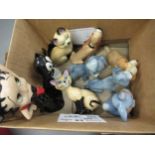 Group of Wade blow-up figures, dogs, cats, a rabbit and Betty Boop