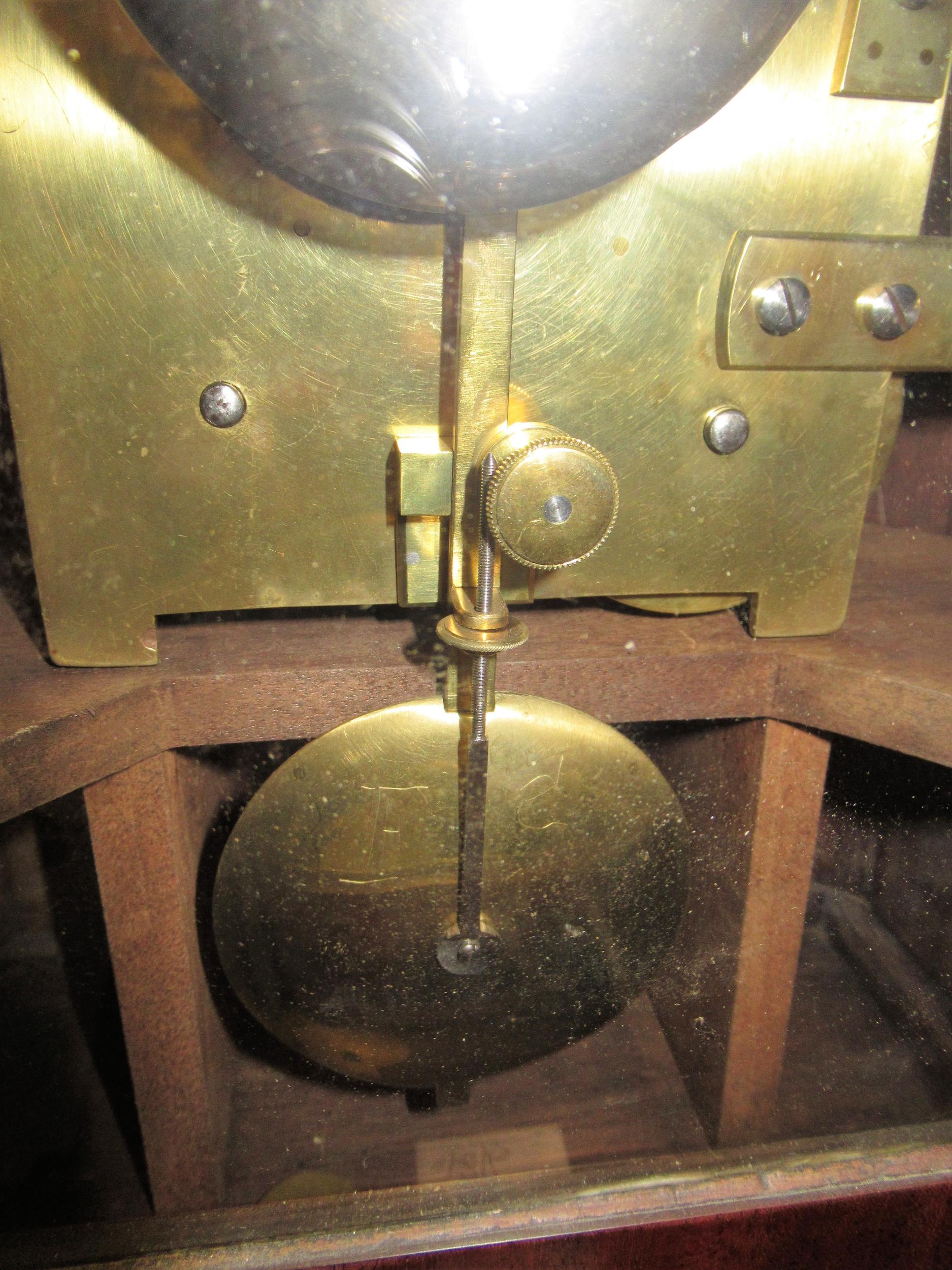 Regency mahogany and cut glass inlaid bracket clock of flattened break arch design, the circular - Image 6 of 7