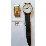 Bulova gentleman's rectangular gold plated wristwatch with gilded dial, and subsidiary seconds (