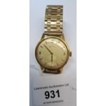 Gentleman's Zenith 18ct gold cased wristwatch, the champagne dial with Arabic and baton numerals,