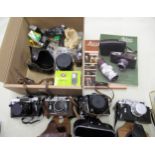 Four various Russian SLR cameras, together with a quantity of accessories, etc.