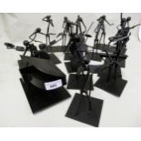 Collection of fifteen various modern dark patinated metal sculptures of various musicians