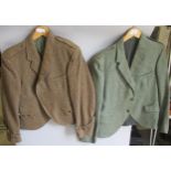 Hugh McPherson Highland Outfitters tweed jacket, another similar and a kilt No size labels. Green