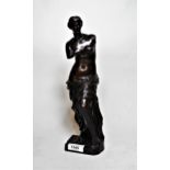 Late 19th Century French dark patinated bronze figure of Venus, 30.5cms high, foundry mark to base