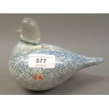 Studio Lasi Oy figure of a bird, signed Halton and dated 1989 Finland, 12cms high
