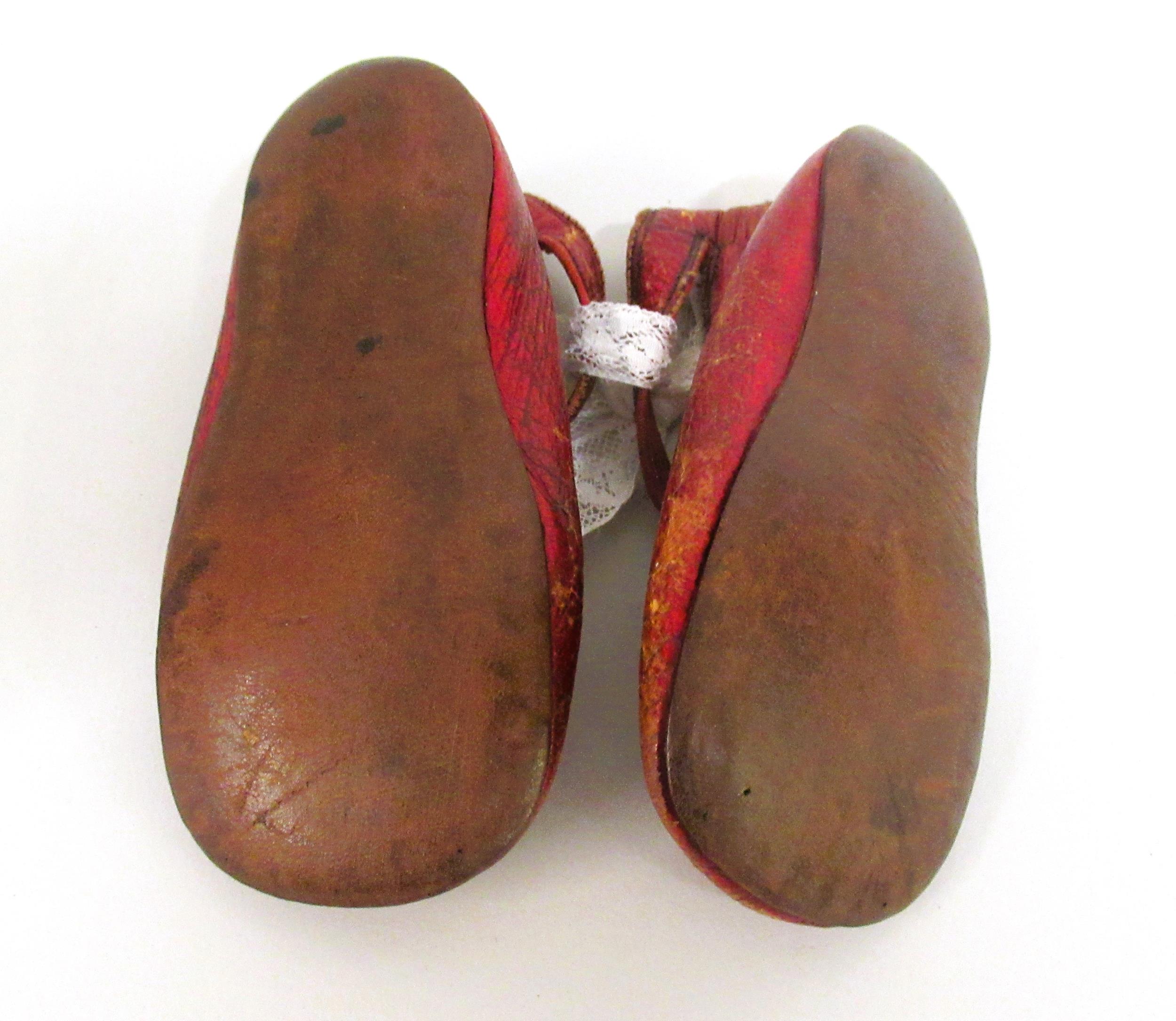 Pair of late 19th / early 20th Century child's red leather shoes by W.H. Dutton & Sons, - Image 2 of 3