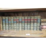 Thirteen part leather bound volumes, ' Works of Dickens ', together with a small quantity of other