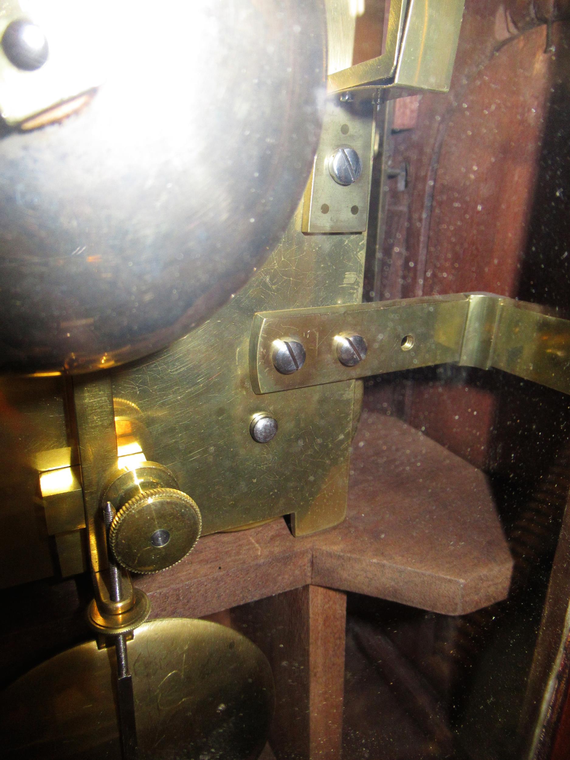 Regency mahogany and cut glass inlaid bracket clock of flattened break arch design, the circular - Image 4 of 7