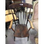 19th Century beech and elm stick back farmhouse kitchen chair