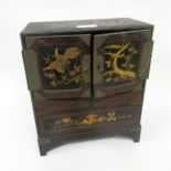 Small Japanese lacquered decorated table top cabinet