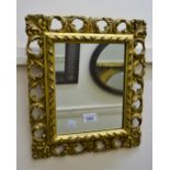 Small 19th Century rectangular Florentine wall mirror, 38cms x 33cms