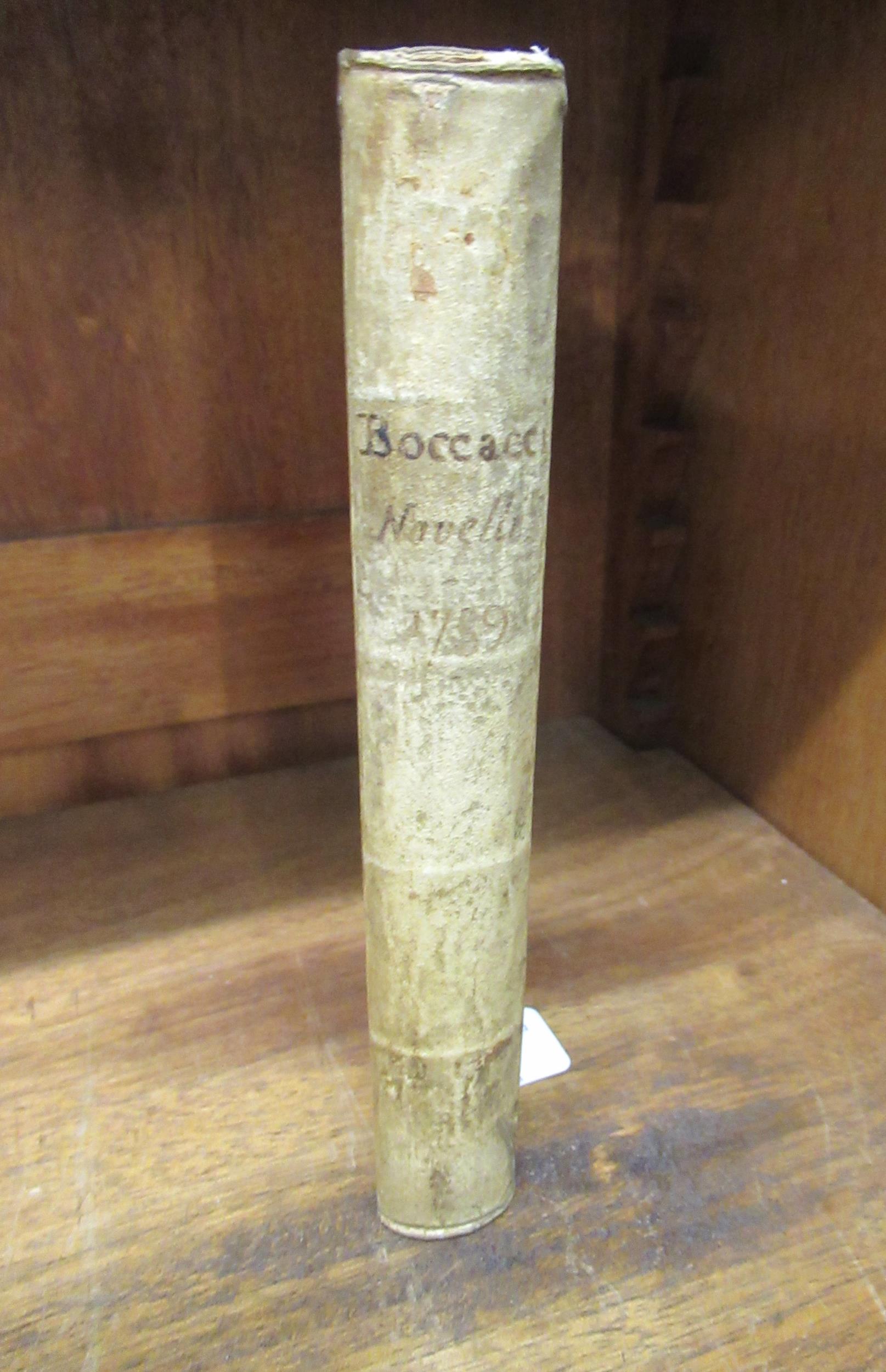 One volume, ' Novelle Ventotto di Messer Giovanni Boccacci ', 1739, vellum bound