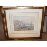Box containing a quantity of framed early 19th Century watercolours, landscape and other scenes,