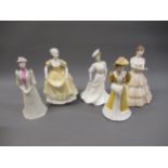 Collection of five Coalport figurines, Ladies of Fashion, ' Anthea ', ' Emily ', ' Janet ', '