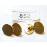 Cased pair of 9ct gold cufflinks of plain oval design, 7.1g