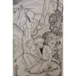 John Buckland Wright, copper engraving, ' Omar Khayyam Plate 8 ', '38 (1938), 205mm x 105mm, framed,