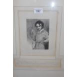 W.G. Hayter, pencil drawing, self portrait, 14cms x 10cms, framed together with two other pencil and