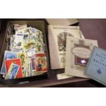 Box containing a quantity of various tea and cigarette cards, Coronation cigarette card album,