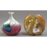 Alchemy glass contemporary studio vase decorated in a mottled amber design, 13cms high, signed