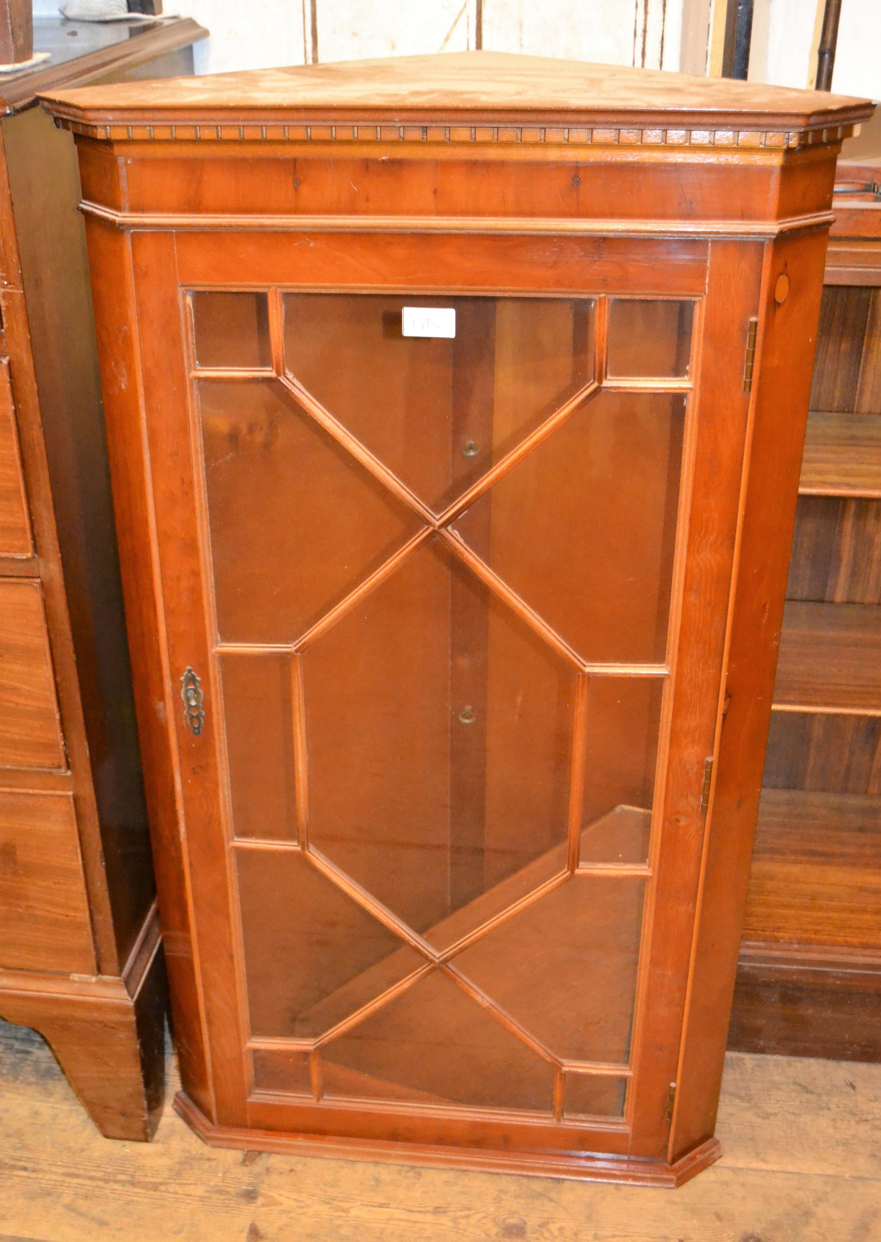 Reproduction yew wood four drawer serpentine shaped chest, together with a similar corner cabinet - Image 2 of 2