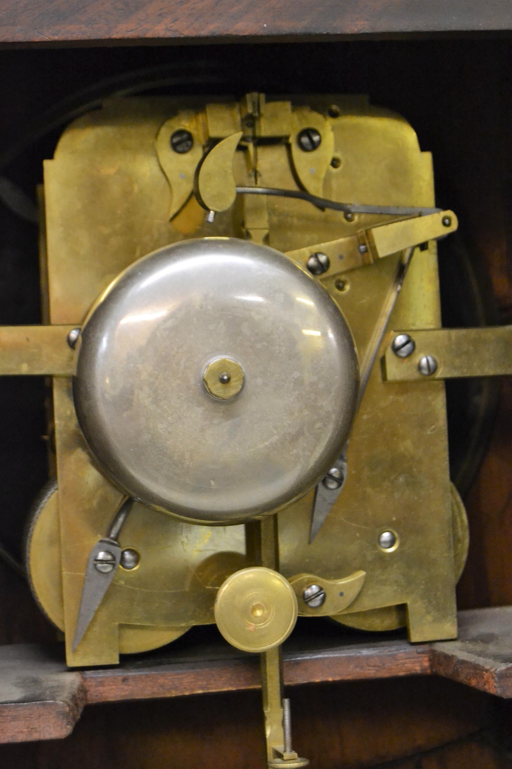 19th Century flame mahogany pagoda topped bracket clock having circular painted dial, with Roman - Image 3 of 3