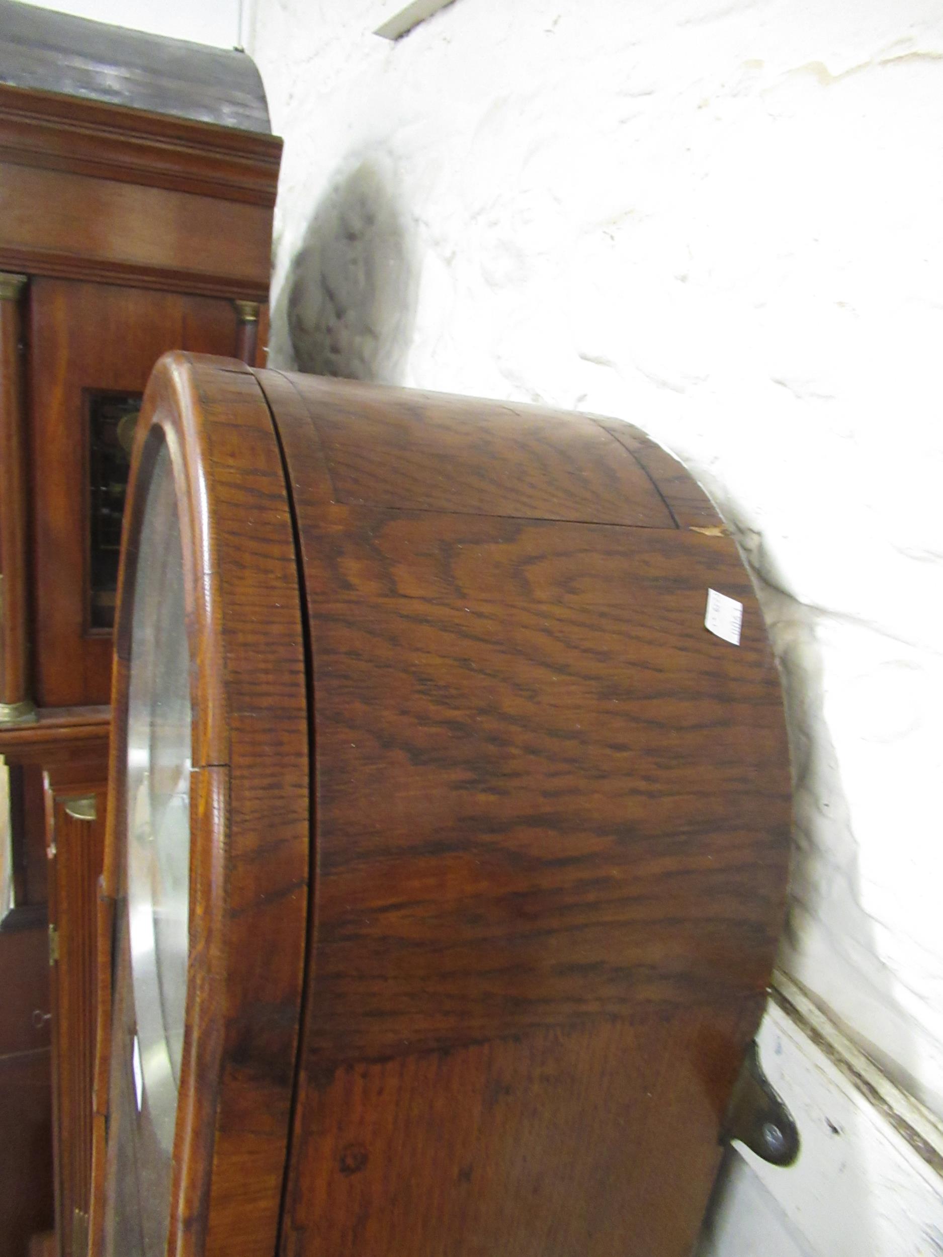 Fine oak regulator wall clock by J.W. Benson, Ludgate Hill, the circular silvered dial with Arabic - Image 18 of 20